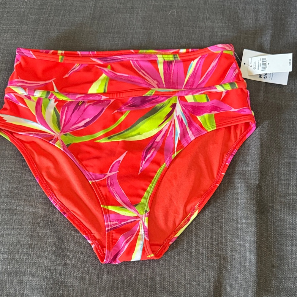 Old Navy Red and Pink Floral Bikini Bottom